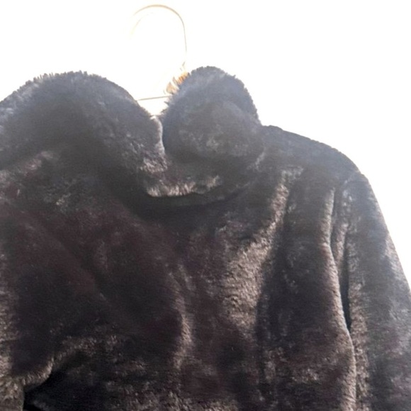 Rare Editions Collared Faux Fur Jacket Toddler Girls Black Solid Long Sleeve 6X - Picture 6 of 6
